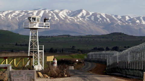 An observation tower on the border crossing between Israel and Syria