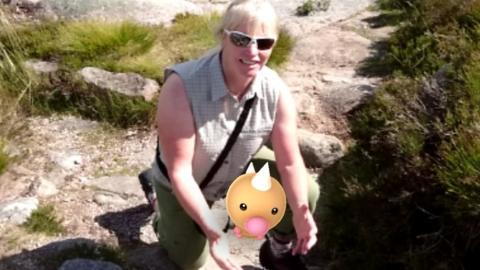 Heather Morning and Pokémon Go creature in Cairngorms