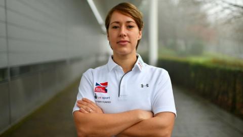 Lizzy Yarnold with arms crossed