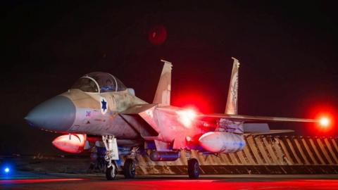 Israeli Air Force F-15 Eagle is pictured at an air base