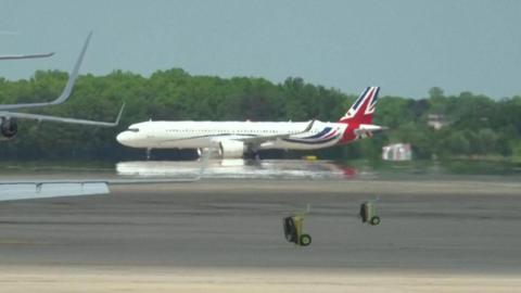 Picture of a plane with a UK flag/