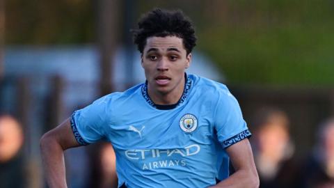 Max Alleyne playing for a Manchester City youth side