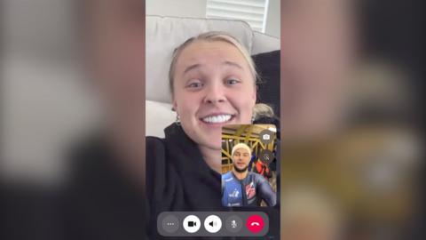 Screengrab of JoJo Siwa and Chris Hughes on a video call
