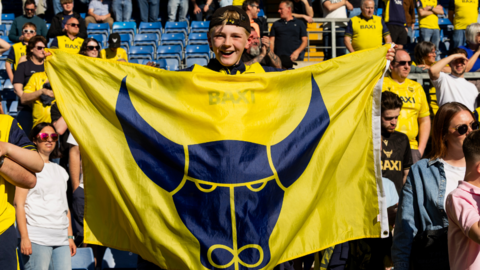  Oxford United fans after the Sky Bet Championship match between Oxford United and Sheffield Wednesday at Kassam Stadium on April 25, 2026 in Oxford, England.