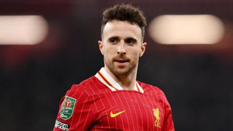 Diogo Jota in Liverpool's red home kit