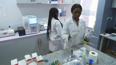 Pharmacists at a hospital in Lagos, Nigeria