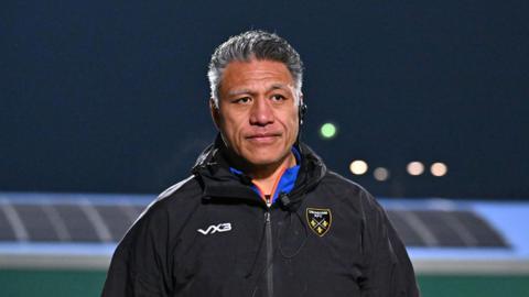 Dragons head coach Filo Tiatia at the defeat to Benetton on 7 January 