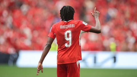 Johan Manzambi of Switzerland celebrates scoring