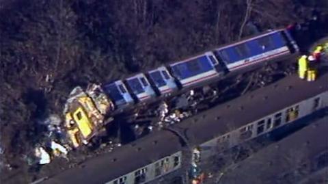 Derailed train at Clapham.