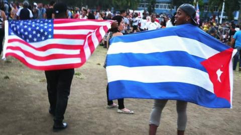 Cuba and US flags