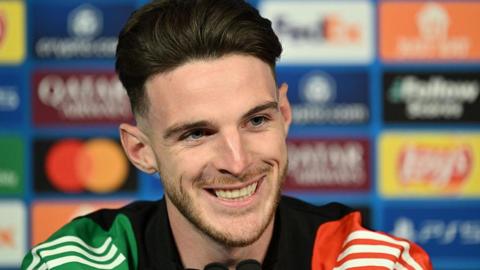 Declan Rice speaking to the media