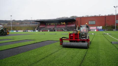 The current playing surface at Scarborough Sports Village is being removed by contractors