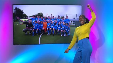 Shanequa on the Newsround set