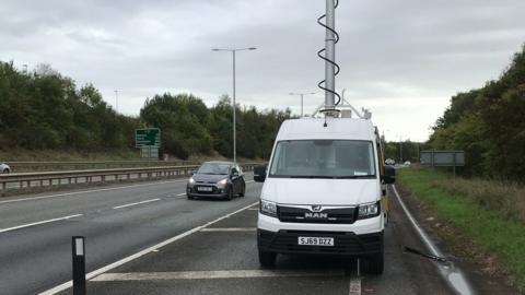 Road camera in operation on the A30 at Exeter