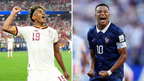 Lamine Yamal and Kylian Mbappe