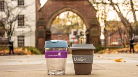 Two reusable and recyclable cups