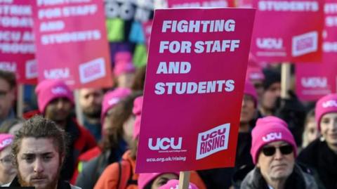 University staff on picket line