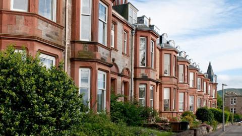 A row of houses in Edinburgh, Scotland. 