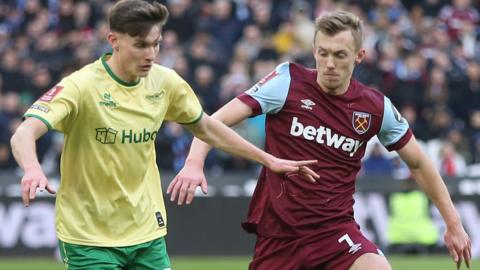 Bristol City's Taylor Gardner-Hickman and West Ham United's James Ward-Prowse during the Emirates FA Cup Third Round match