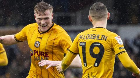 Will Evans celebrates with Shane McLoughlin