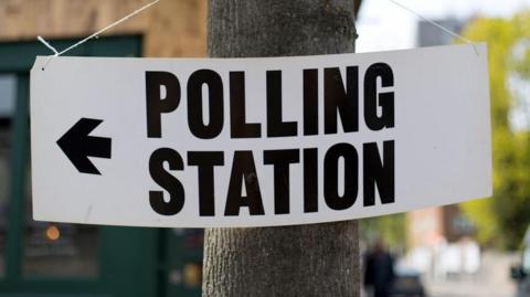 Polling station sign