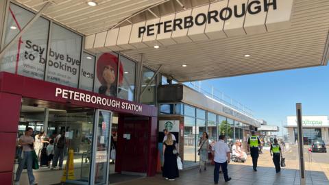 The entrance at Peterborough railway station