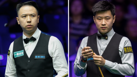 Xiao Guodong and Zhao Xintong in action at the Wuhan Open