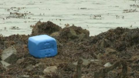 Oil drum washed up in Carlingford Lough