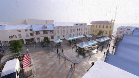 Artist impression of Leominster town centre once completed