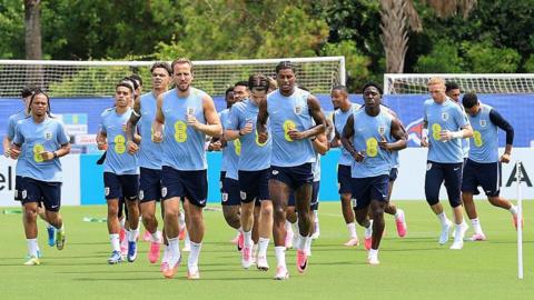 England players in open training 