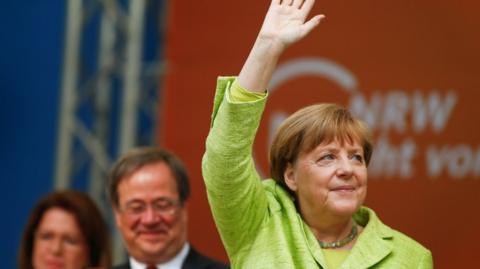 German Chancellor Angela Merkel attends an election rally in Aachen, Germany, May 13, 2017