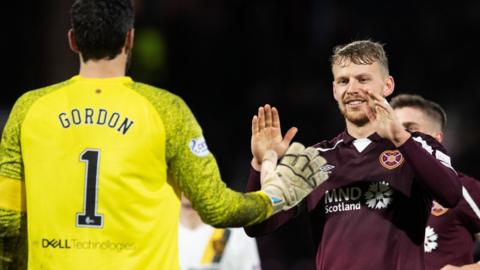 Hearts captain Craig Gordon stopped one of the Livingston penalties