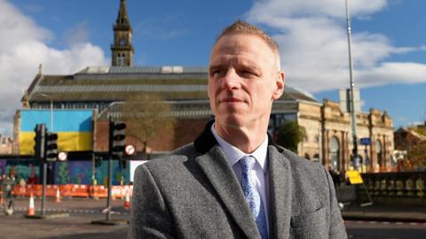 Michael Byrne outside the Clutha bar in Glasgow