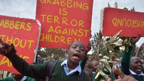 Pupils protesting