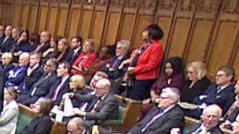Diane Abbott standing in House of Commons