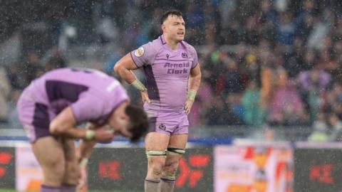 Scotland's Jack Dempsey looks dejected after Six Nations defeat by Italy