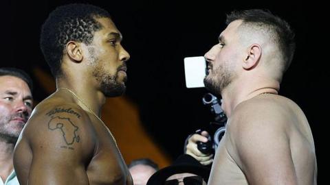 Anthony Joshua and Kristian Prenga face off
