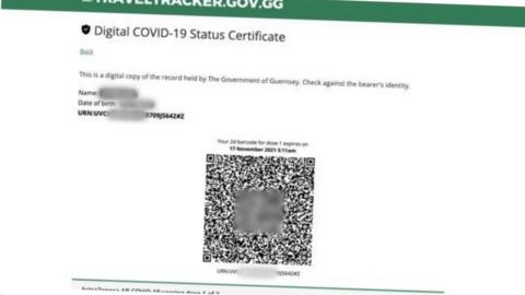 Guernsey digital vaccination certificate QR code