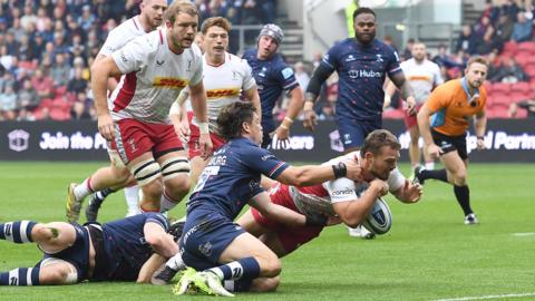 Harlequins in action against Bristol in the Premiership