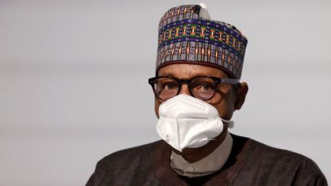 President Muhammadu Buhari in a face mask