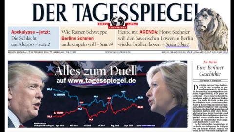 Front cover of German newspaper Der Tagesspiegel