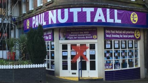 Red cross daubed on doors of UKIP office