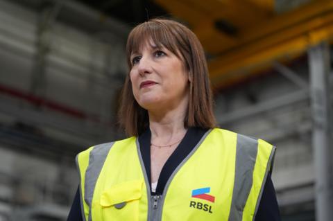 Chancellor of the Exchequer Rachel Reeves speaking to the media during a visit to Rheinmetall BAE Systems Land (RBSL) in Telford, Shropshire, for an announcement on defence funding.