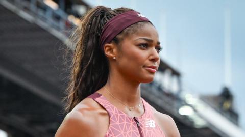 US sprinter Gabby Thomas prepares for 100m at Grand Slam Track event in Philadelphia