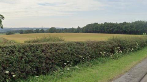 Part of the land off Brandon where the development will be built. The large grassland is next to the A690 and is surrounded by hedges.