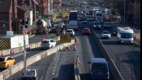 Traffic on the A63 in Hull