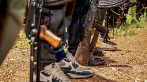 Rebels of the Sudan People's Liberation Movement-in-Opposition (SPLM-IO), a South Sudanese anti-government force, take part in a military exercise