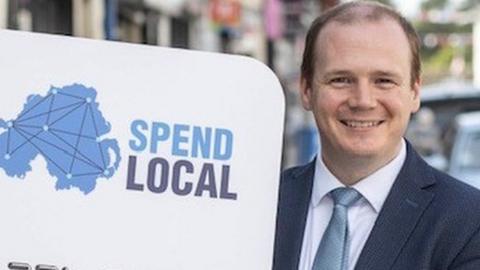 Gordon Lyons pictured with a Spend Local card