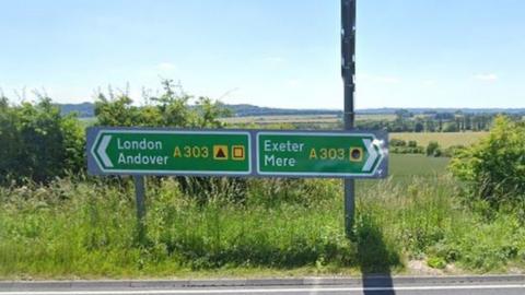 A sign for the A303