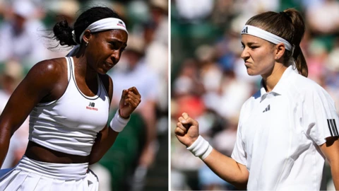 Coco Gauff Karolina Muchova split image
